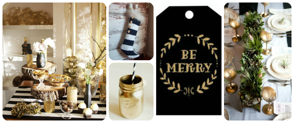 Party Inspiration: Black, Gold and Evergreen Christmas