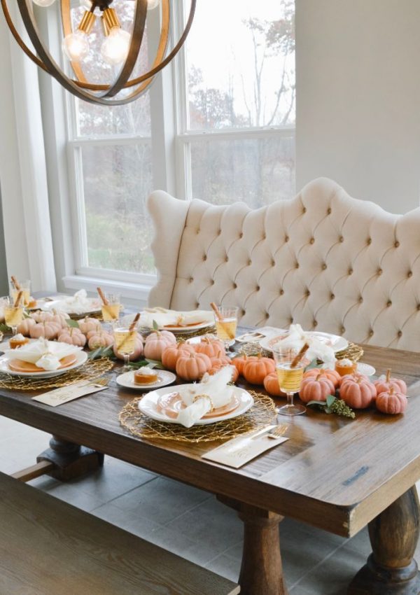 Ombre Pumpkin Fall Tablescape and Thanksgiving Entertaining Tips